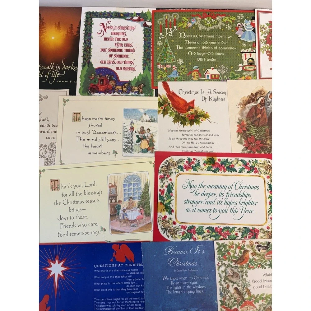 Vintage Christmas Cards Fronts ONLY Bible  Verses More Scrapbooking Crafts 50+